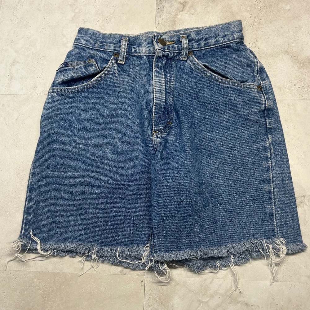 Lee Vintage 80s High Waisted Cut Off Denim Shorts Blue Womens 0 XS Made in USA